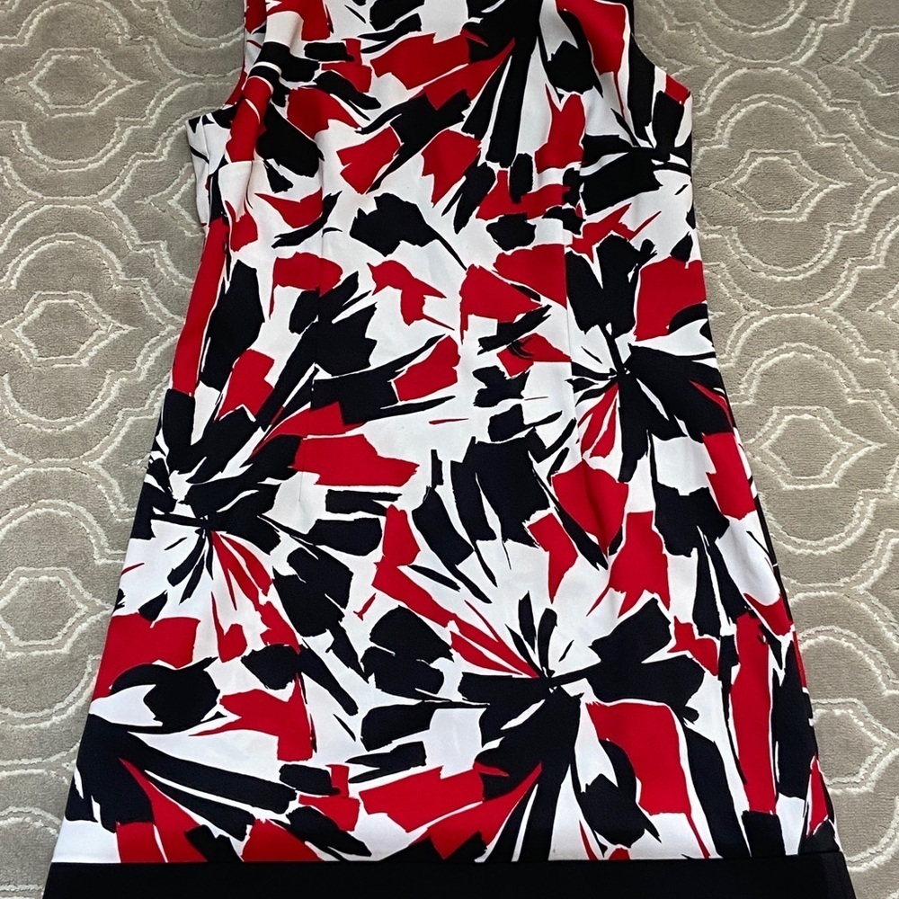 Vibrant Abstract Red and Black Mini Dress by Ronnie Nicole Chic, Classy. - Picture 4 of 10